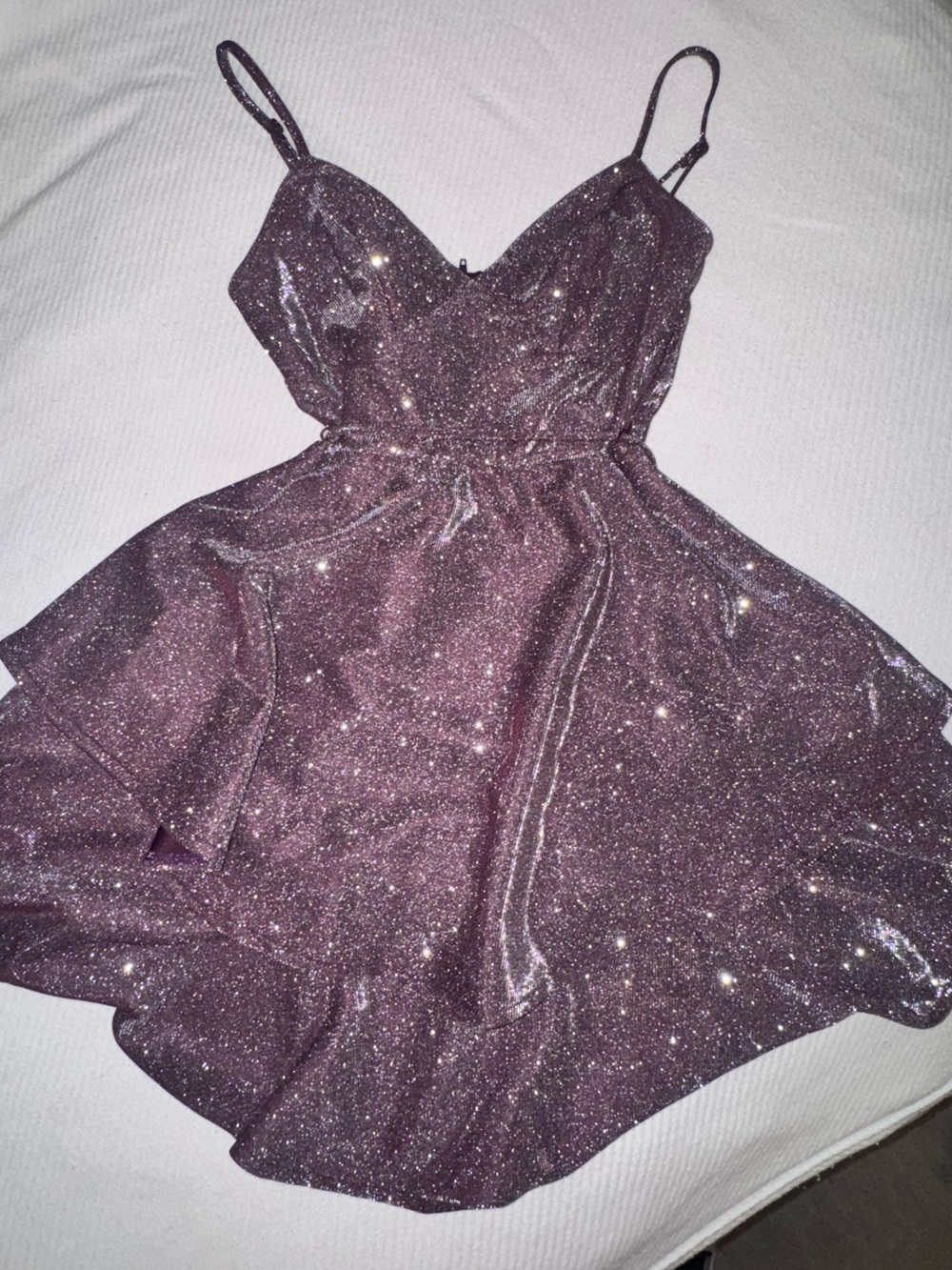 B. Darlin Plum Sparkle Mini Babydoll Dress Y2K 3/4 Small
